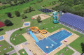 Dron Jasło - Lato na obiektach MOSiR Jasło - basen otwarty i kryta pływalnia z lotu drona
